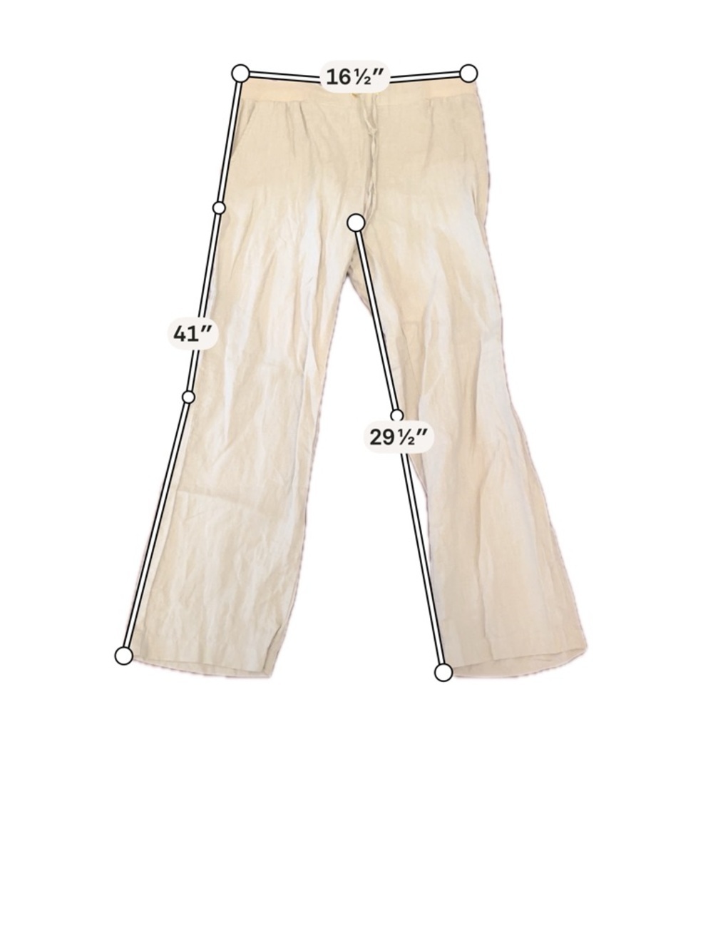 Ellen Tracy Beige Wide-Leg Linen Drawstring Pants - Picture 4 of 5